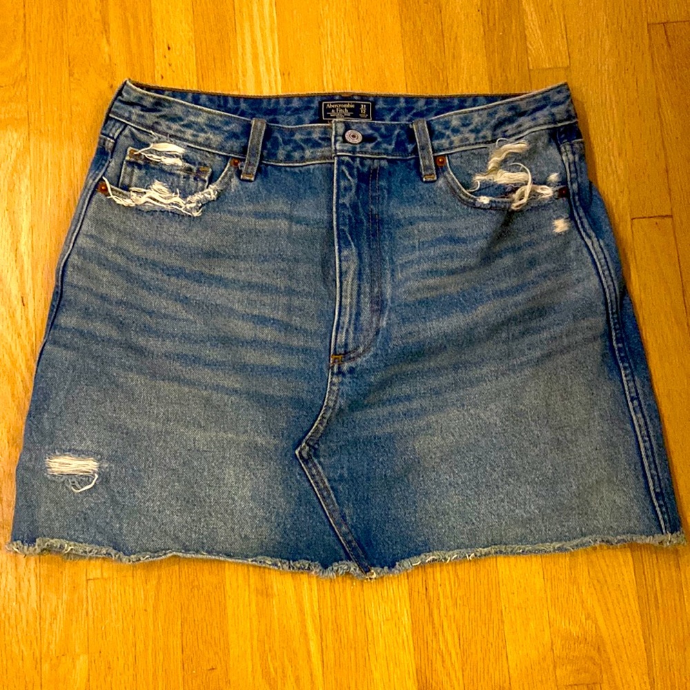 Abercrombie & Fitch Distressed Mini Denim Skirt